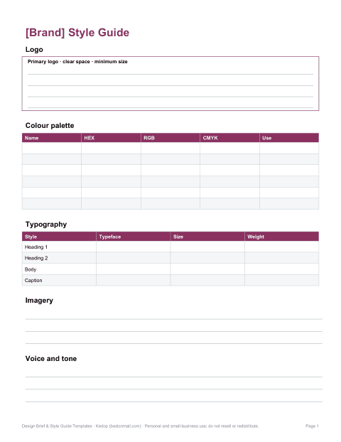 Preview of the first page of Brand style guide (DOCX)