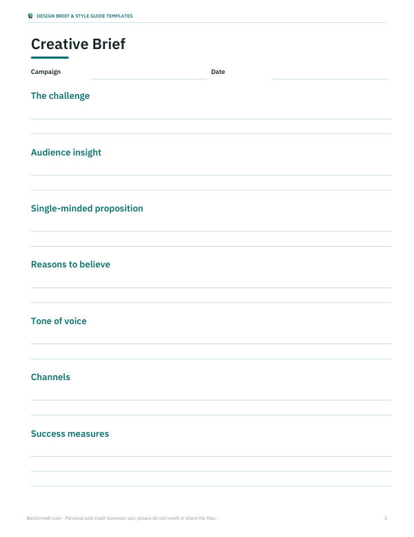 Preview of Printable Creative Brief Template