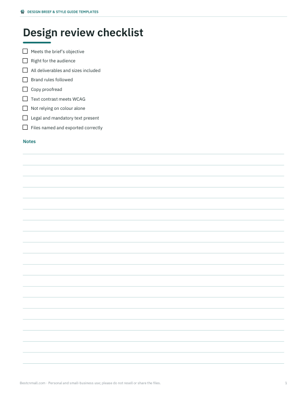 Preview of Printable Design Review Checklist